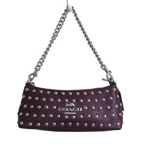 Coach Charlotte Shoulder Bag w/ Strap Deep Berry Silver Chain Hardware RARE